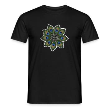 Pfauenfeder Mandala - Männer T-Shirt - Schwarz - Vorne - AI Model Male 178 light (178cm)