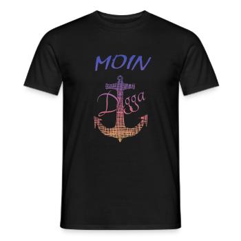 Moin Digga Hamburg - Männer T-Shirt - Schwarz - Vorne - AI Model Male 178 light (178cm)