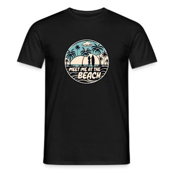 Meet Me At The Beach Surfer Spruch Zitat - Männer T-Shirt - Schwarz - Vorne - AI Model Male 178 light (178cm)