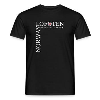 Lofoten Norway Norway Norge coordinates - Men's T-Shirt - black - Front - AI Model Male 178 light (178cm)