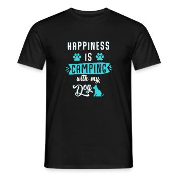 Happiness is camping with my dog - Männer T-Shirt - Schwarz - Vorne - AI Model Male 178 light (178cm)