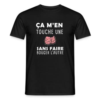 Ça m'en touche une, humour phrase culte marrante - T-shirt homme - noir - Devant - AI Model Male 178 light (178cm)