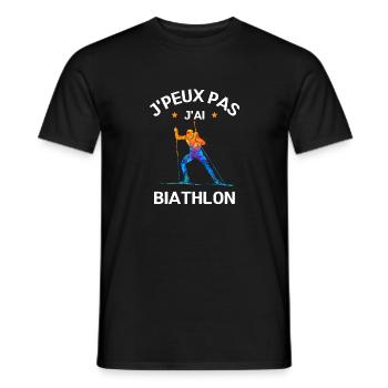j'peux pas j'ai biathlon - humour sport d'hiver - T-shirt homme - noir - Devant - AI Model Male 178 light (178cm)