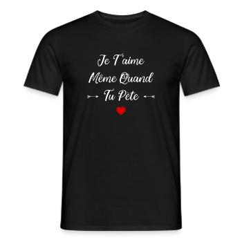 Je t'aime meme quand tu pète - T-shirt homme - noir - Devant - AI Model Male 178 light (178cm)