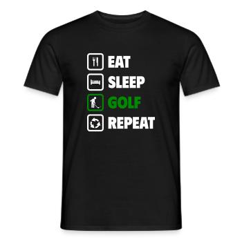 Eat, sleep, golf, repeat! - Men's T-Shirt - black - Front - AI Model Male 178 light (178cm)