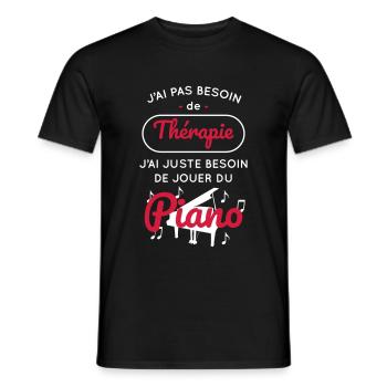 Pas besoin de thérapie besoin de jouer du piano - T-shirt homme - noir - Devant - AI Model Male 178 light (178cm)