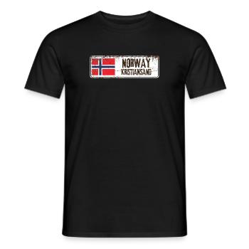 Kristiansand Norwegen Flagge - Männer T-Shirt - Schwarz - Vorne - AI Model Male 178 light (178cm)