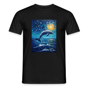 delfin, Sternennacht, Van Gogh, Style - Männer T-Shirt - Schwarz - Vorne - AI Model Male 178 light (178cm)