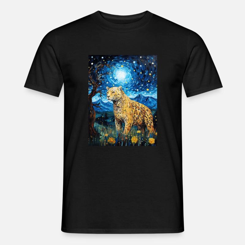 Jaguar Van Gogh Style - Männer T-Shirt - Schwarz