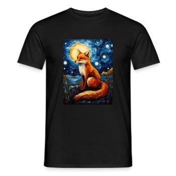 fuchs, Sternennacht, Van Gogh, Style - Männer T-Shirt - Schwarz - Vorne - AI Model Male 178 light (178cm)