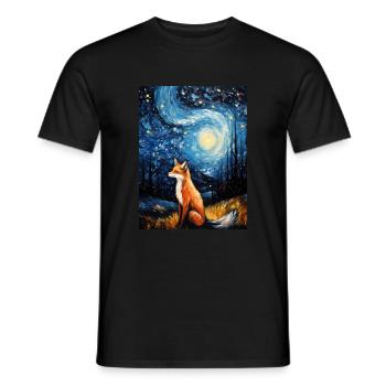 fuchs, Sternennacht, Van Gogh, Style - Männer T-Shirt - Schwarz - Vorne - AI Model Male 178 light (178cm)