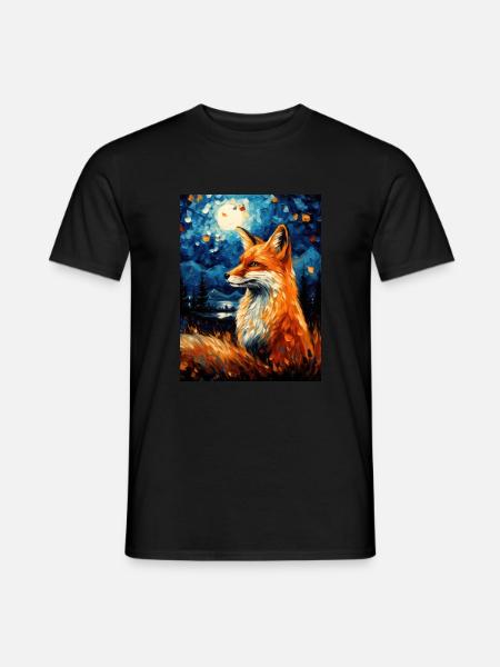 Fox Van Gogh Style - T-shirt homme - noir