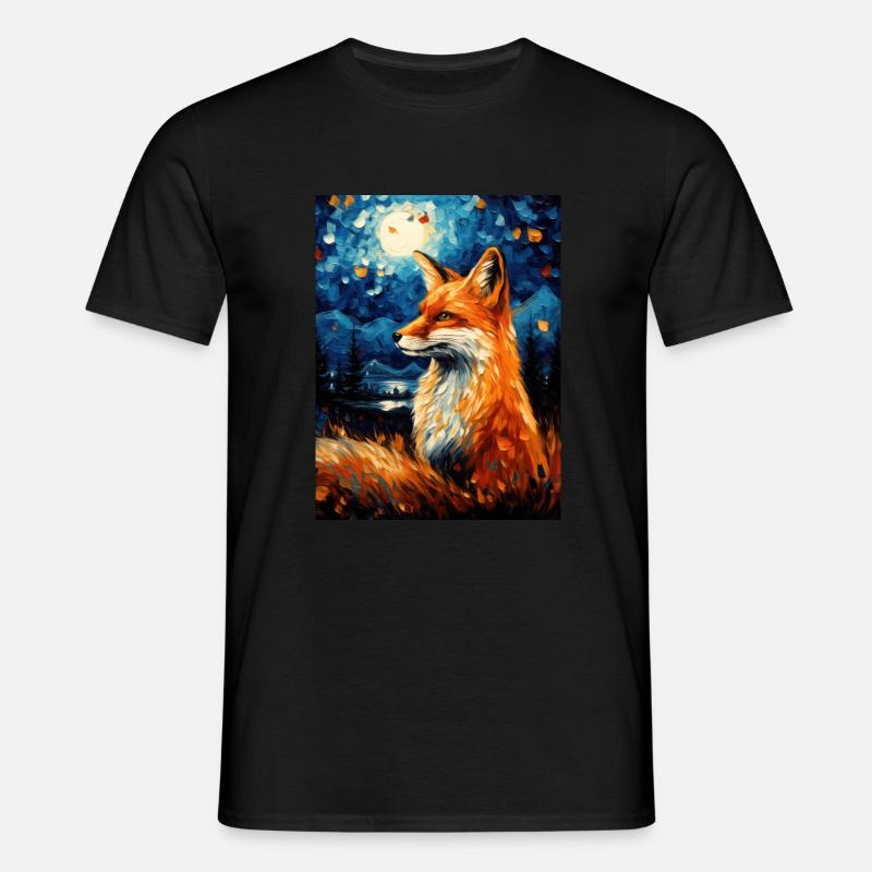 Fuchs Van Gogh Style - Männer T-Shirt - Schwarz