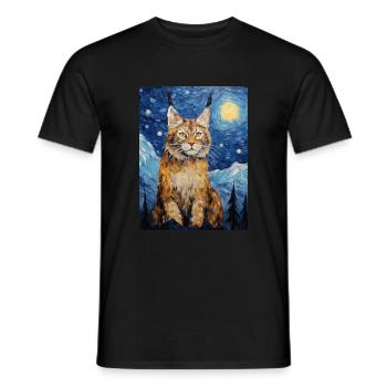 luchs, van gogh, sternennacht, tier - Männer T-Shirt - Schwarz - Vorne - AI Model Male 178 light (178cm)