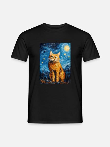 luchs, van gogh, sternennacht, tier, raubkatze - Männer T-Shirt - Schwarz