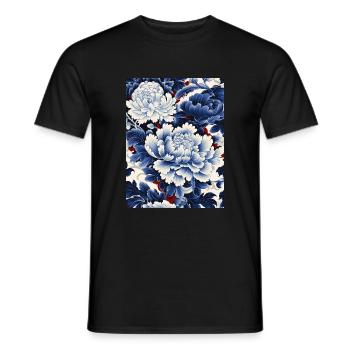 Chinesesiches Porzellan Blumen Muster - Männer T-Shirt - Schwarz - Vorne - AI Model Male 178 light (178cm)