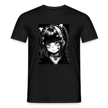 anime, girl, gift, otaku, manga, horror - Men's T-Shirt - black - Front - AI Model Male 178 light (178cm)