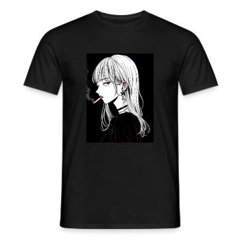 anime, girl, gift, otaku, manga, horror - Men's T-Shirt - black - Front - AI Model Male 178 light (178cm)