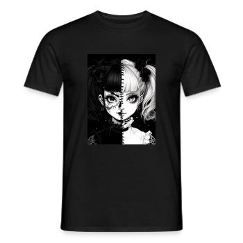 anime, girl, gift, horror - Men's T-Shirt - black - Front - AI Model Male 178 light (178cm)