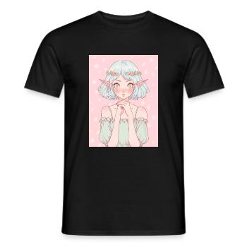 Anime, Fille d’anime, Fille d’anime, Elfe - T-shirt homme - noir - Devant - AI Model Male 178 light (178cm)