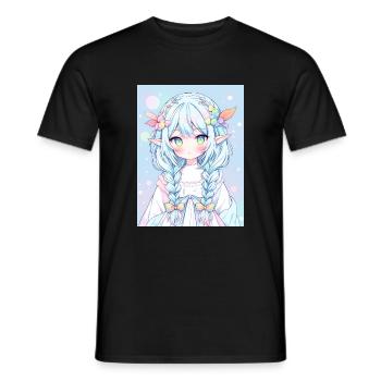 Anime Girl Anime Fille Elfe - T-shirt homme - noir - Devant - AI Model Male 178 light (178cm)