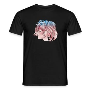 Manga Girl Music Anime - Men's T-Shirt - black - Front - AI Model Male 178 light (178cm)