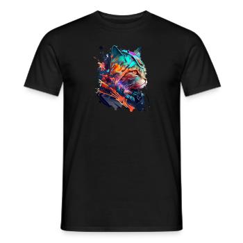 Katzengesicht bunt Astronaut - Männer T-Shirt - Schwarz - Vorne - AI Model Male 178 light (178cm)