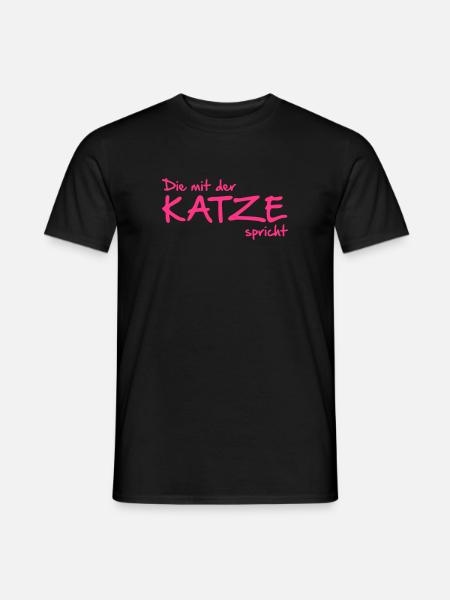 Die mit der Katze spricht - Männer T-Shirt - Schwarz