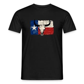 Texas Bull Flag - Vintage Look - Männer T-Shirt - Schwarz - Vorne - AI Model Male 178 light (178cm)
