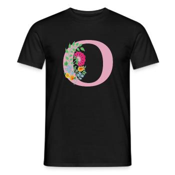 flower 12 red with o - Men's T-Shirt - black - Front - AI Model Male 178 light (178cm)