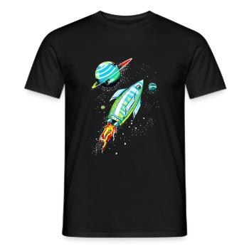 Fusée dans l'espace - T-shirt homme - noir - Devant - AI Model Male 178 light (178cm)