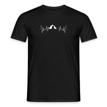 Heartbeat Chat Et Chien Silhouette - T-shirt homme - noir - Devant - AI Model Male 178 light (178cm)