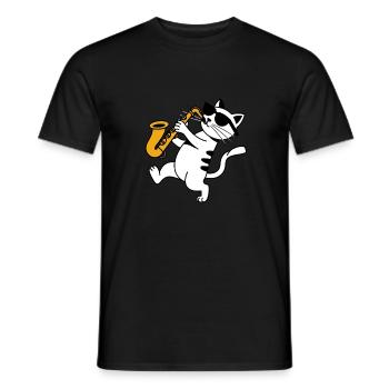 Katze Blaskapelle Saxophon Sonnebrille - Männer T-Shirt - Schwarz - Vorne - AI Model Male 178 light (178cm)