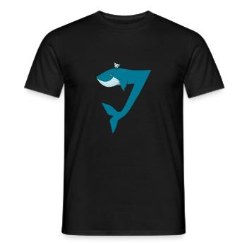 Funny Whale Birthday Boy Kid Gift 7th 7 Party - Männer T-Shirt - Schwarz - Vorne - AI Model Male 178 light (178cm)
