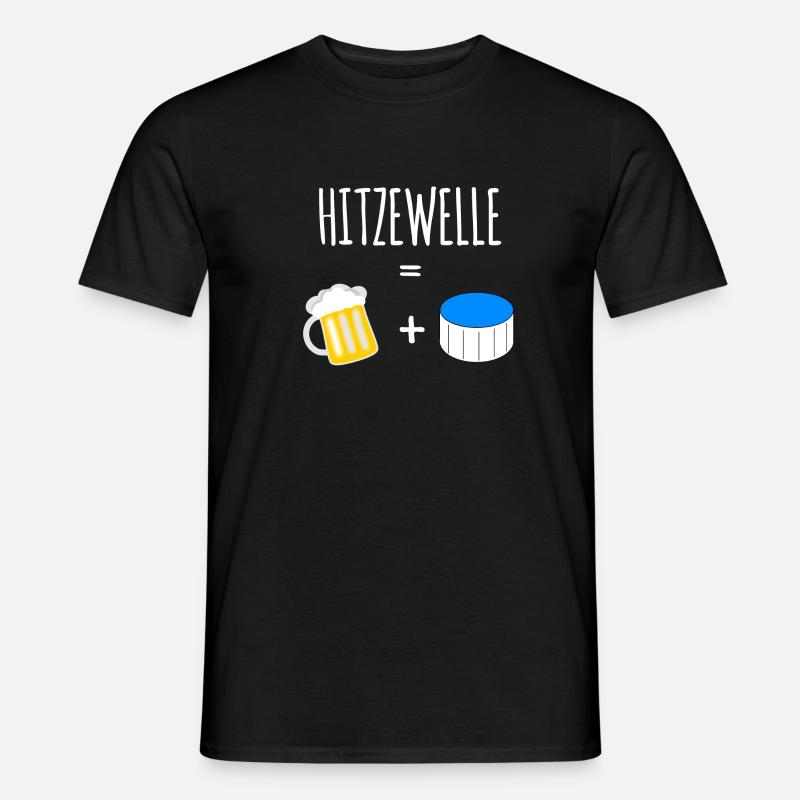 Hitzewelle mit Bier im Pool - Männer T-Shirt - Schwarz