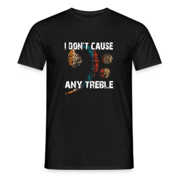 Basse et pas d’aigus - clé de basse avec dicton - T-shirt homme - noir - Devant - AI Model Male 178 light (178cm)