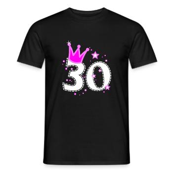 30 30. Geburtstag mit Krone - Männer T-Shirt - Schwarz - Vorne - AI Model Male 178 light (178cm)