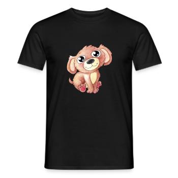 Chien de dessin animé mignon - T-shirt homme - noir - Devant - AI Model Male 178 light (178cm)
