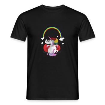 Unicorn / Unicorn - chilling with rainbow - Men's T-Shirt - black - Front - AI Model Male 178 light (178cm)