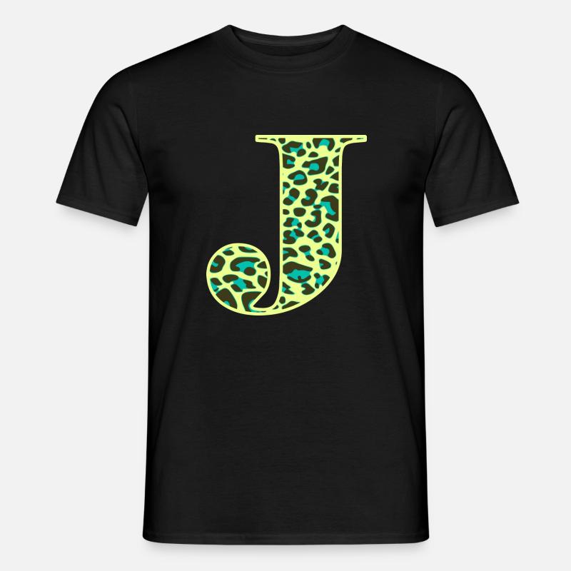 Lettre J initiale lettre initiales Léopard Léo - T-shirt homme - noir