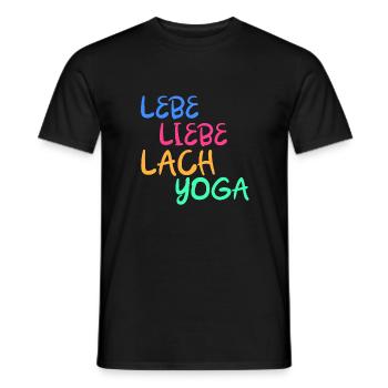 Lachyoga Lächeln Lebe Liebe Humor Geschenk - Männer T-Shirt - Schwarz - Vorne - AI Model Male 178 light (178cm)