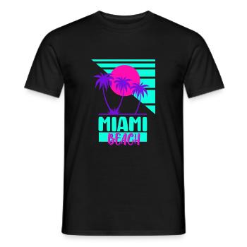 Miami beach - Men's T-Shirt - black - Front - AI Model Male 178 light (178cm)