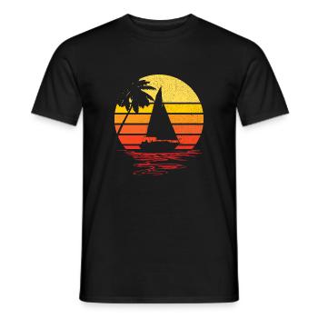 sailboat and sunset - water sport - Men's T-Shirt - black - Front - AI Model Male 178 light (178cm)