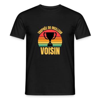 trophée du meilleur voisin - T-shirt homme - noir - Devant - AI Model Male 178 light (178cm)