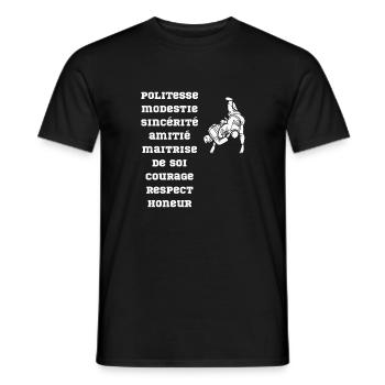valeur judo - T-shirt homme - noir - Devant - AI Model Male 178 light (178cm)