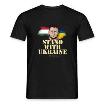 Selenskyj T-Shirt Design Ungarn Stand with Ukraine - Männer T-Shirt - Schwarz - Vorne - AI Model Male 178 light (178cm)