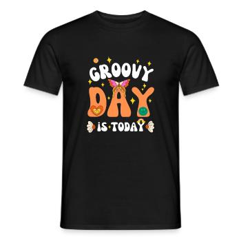 GROOVY DAY IS TODAY 70s - Men's T-Shirt - black - Front - AI Model Male 178 light (178cm)