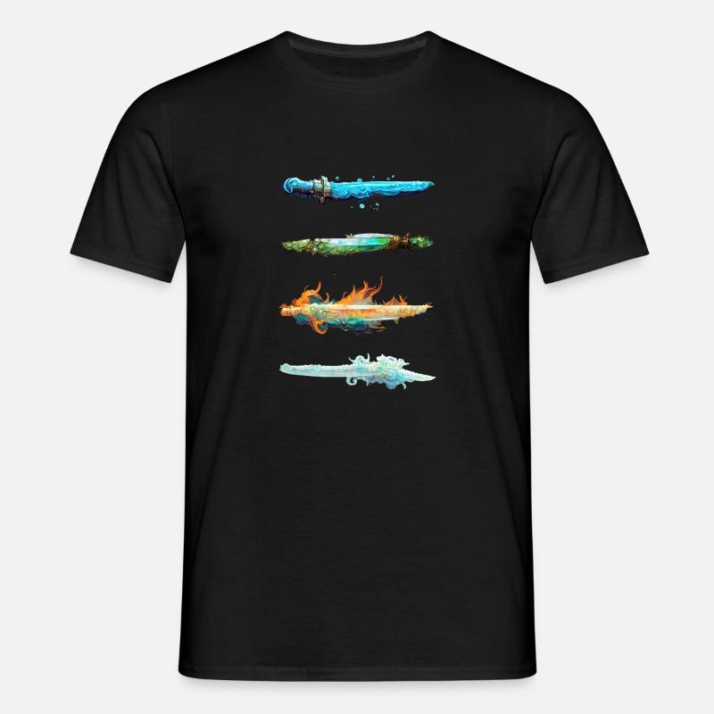 Vier Elemente Schwerter - Männer T-Shirt - Schwarz