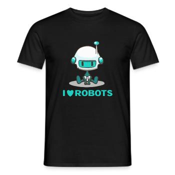 I Love Robots Cute Robot - Men's T-Shirt - black - Front - AI Model Male 178 light (178cm)