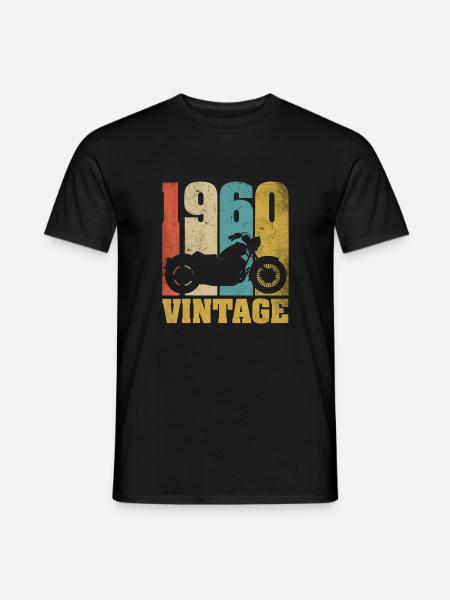 1960 Born birthday biker motorcycle gift - Men's T-Shirt - black